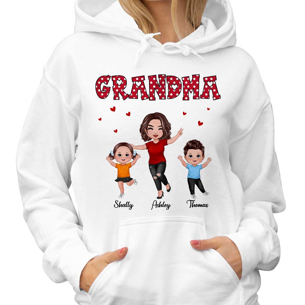 Polka Dot Pattern Happy Grandma And Grandkids Personalized Shirt - Image 4