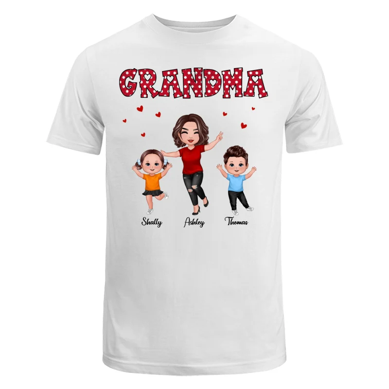 Polka Dot Pattern Happy Grandma And Grandkids Personalized Shirt - Image 5