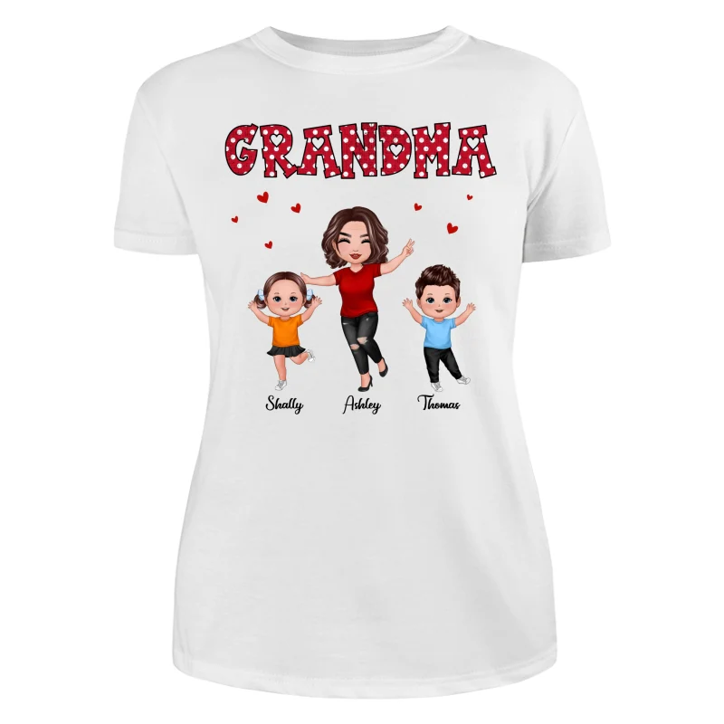 Polka Dot Pattern Happy Grandma And Grandkids Personalized Shirt - Image 9