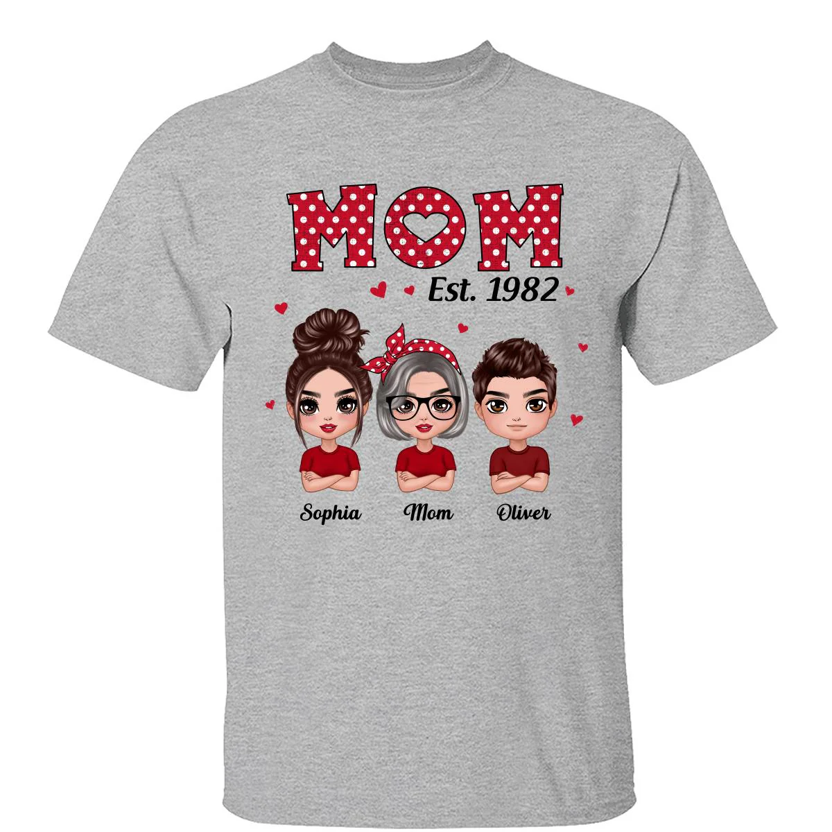 Polka Dot Pattern Mom Est With Daughters Sons Personalized Shirt