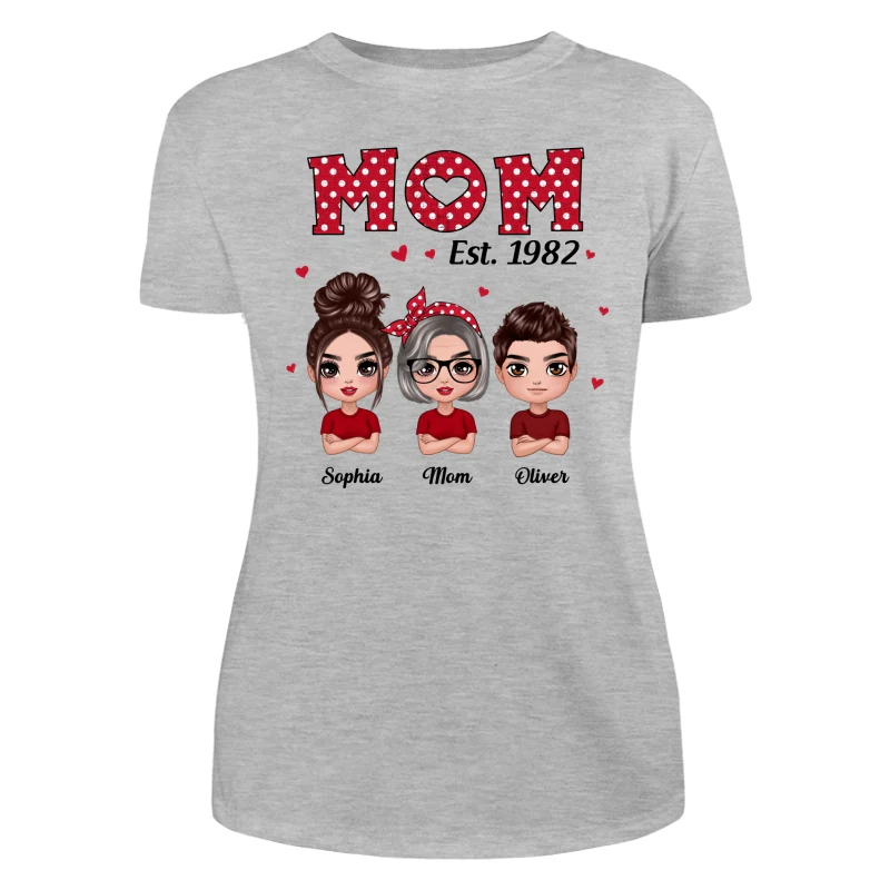Polka Dot Pattern Mom Est With Daughters Sons Personalized Shirt - Image 10
