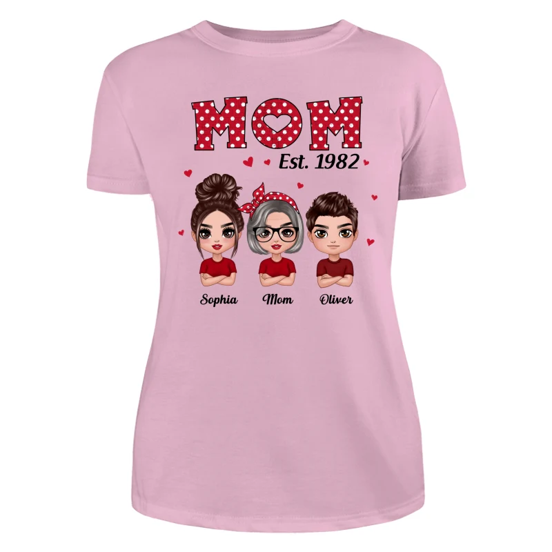 Polka Dot Pattern Mom Est With Daughters Sons Personalized Shirt - Image 11