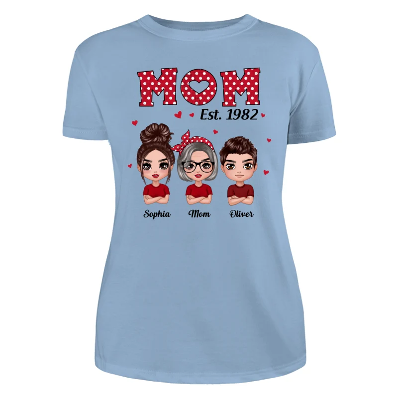 Polka Dot Pattern Mom Est With Daughters Sons Personalized Shirt - Image 12