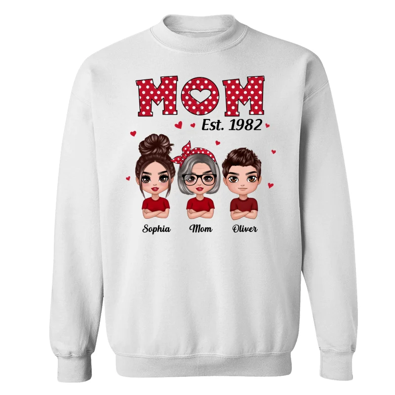 Polka Dot Pattern Mom Est With Daughters Sons Personalized Shirt - Image 17