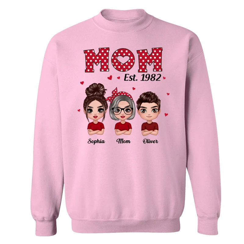 Polka Dot Pattern Mom Est With Daughters Sons Personalized Shirt - Image 19