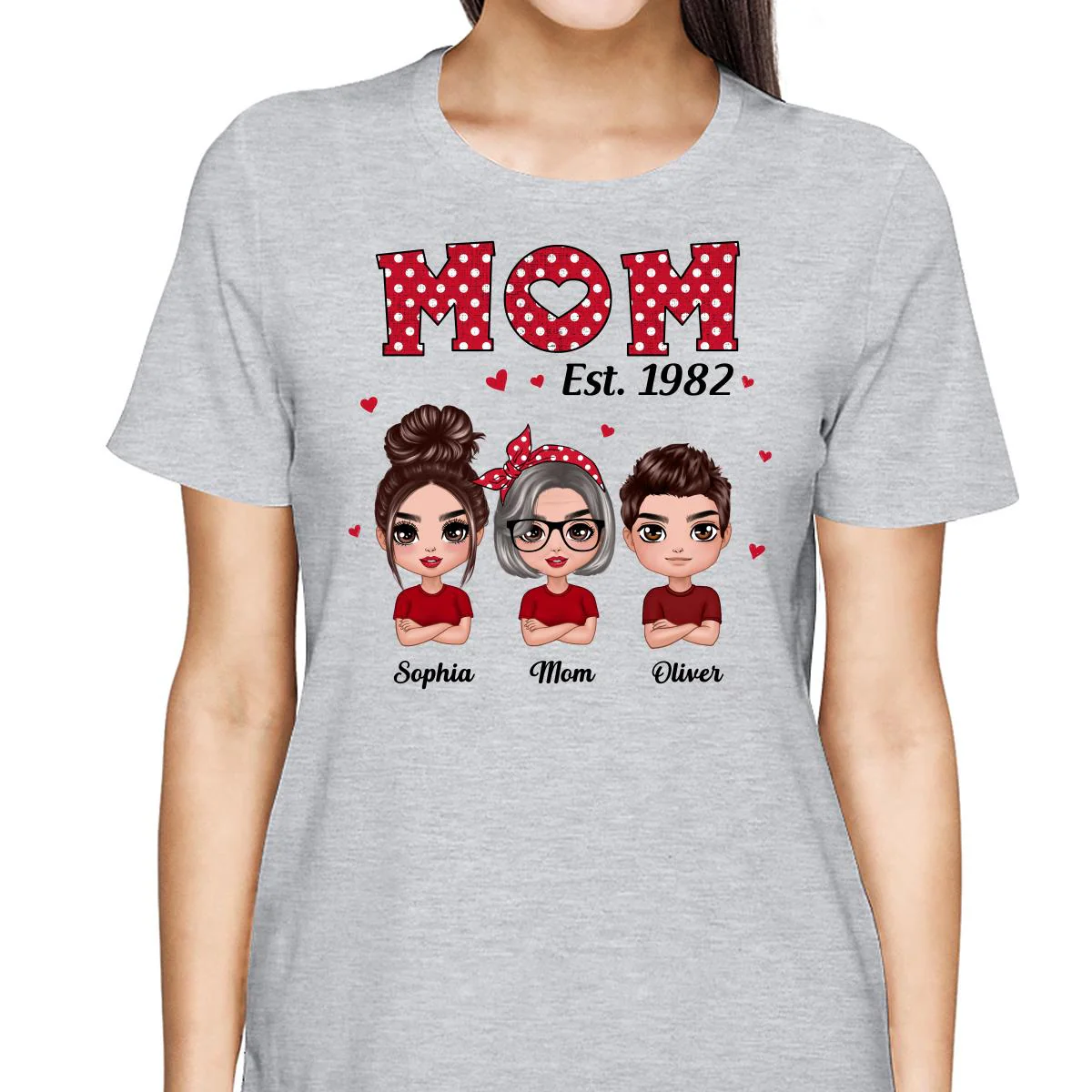 Polka Dot Pattern Mom Est With Daughters Sons Personalized Shirt - Image 2