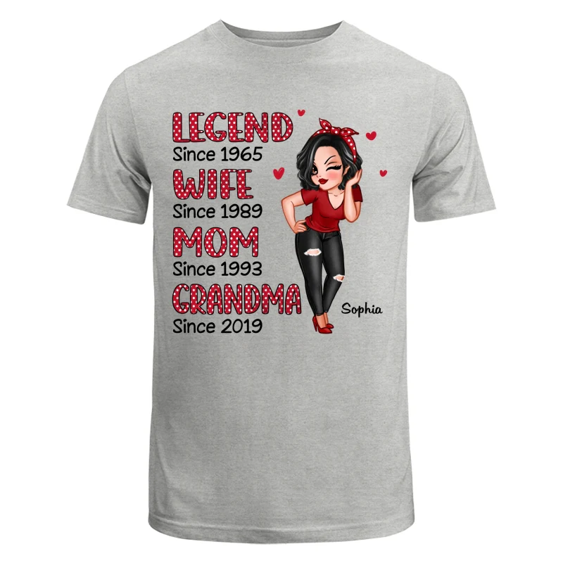 Polka Dot Pattern Pretty Legend Wife Mom Grandma Personalized Shirt - Image 6