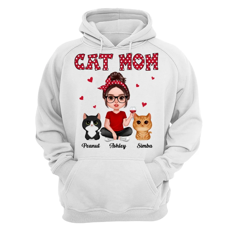 Polka Dot Pattern Realistic Doll Cat Mom Personalized Shirt - Image 13
