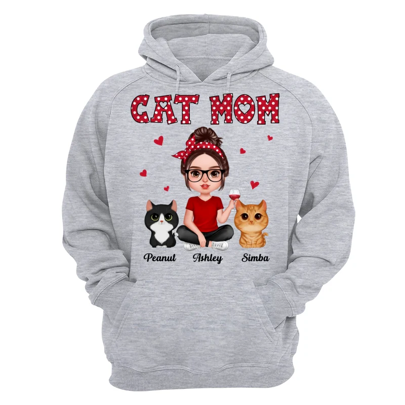 Polka Dot Pattern Realistic Doll Cat Mom Personalized Shirt - Image 14