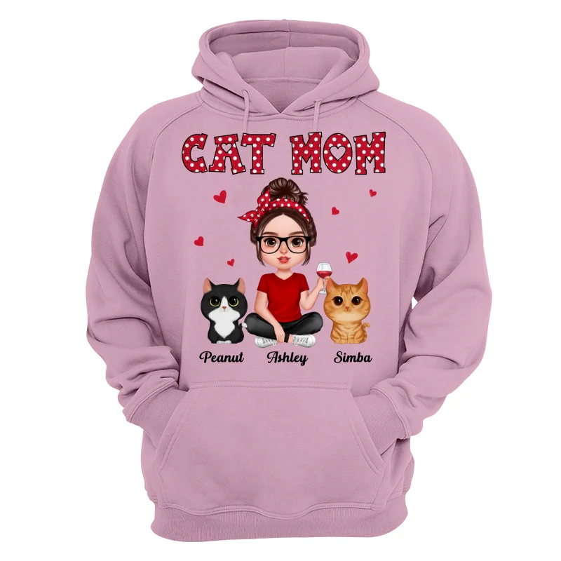 Polka Dot Pattern Realistic Doll Cat Mom Personalized Shirt - Image 15