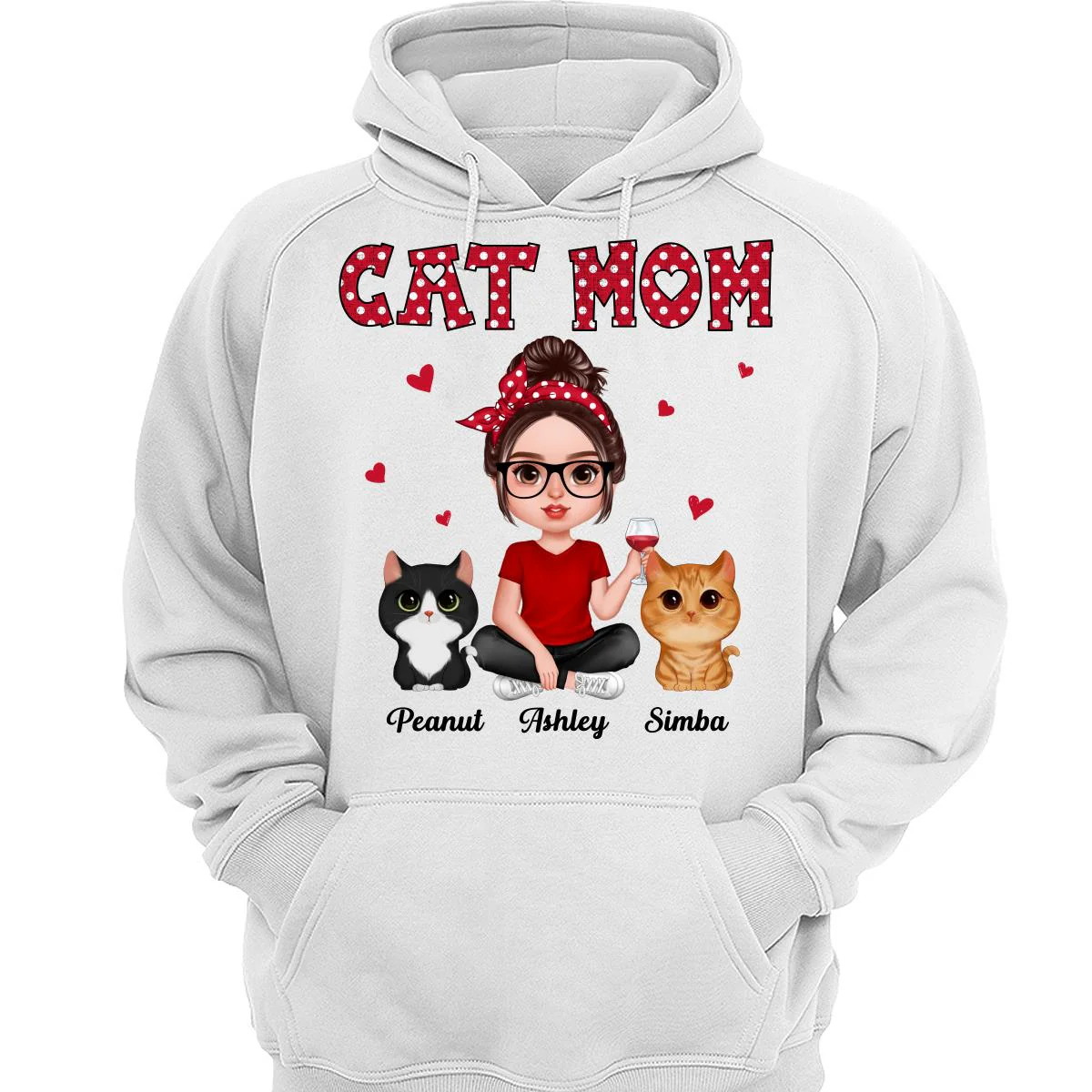Polka Dot Pattern Realistic Doll Cat Mom Personalized Shirt - Image 3