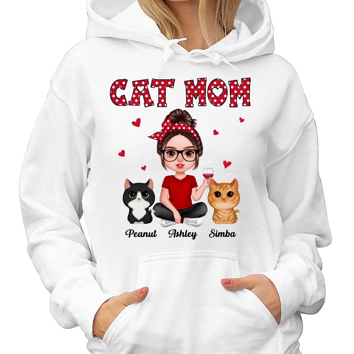 Polka Dot Pattern Realistic Doll Cat Mom Personalized Shirt - Image 4