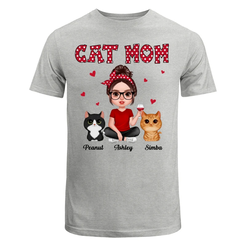 Polka Dot Pattern Realistic Doll Cat Mom Personalized Shirt - Image 6