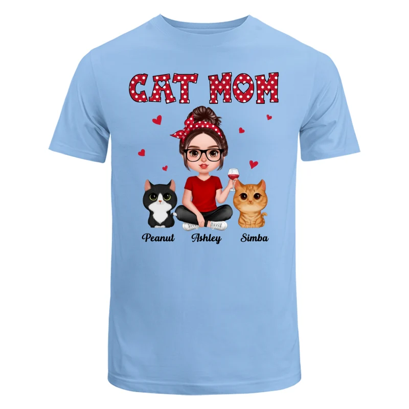 Polka Dot Pattern Realistic Doll Cat Mom Personalized Shirt - Image 8