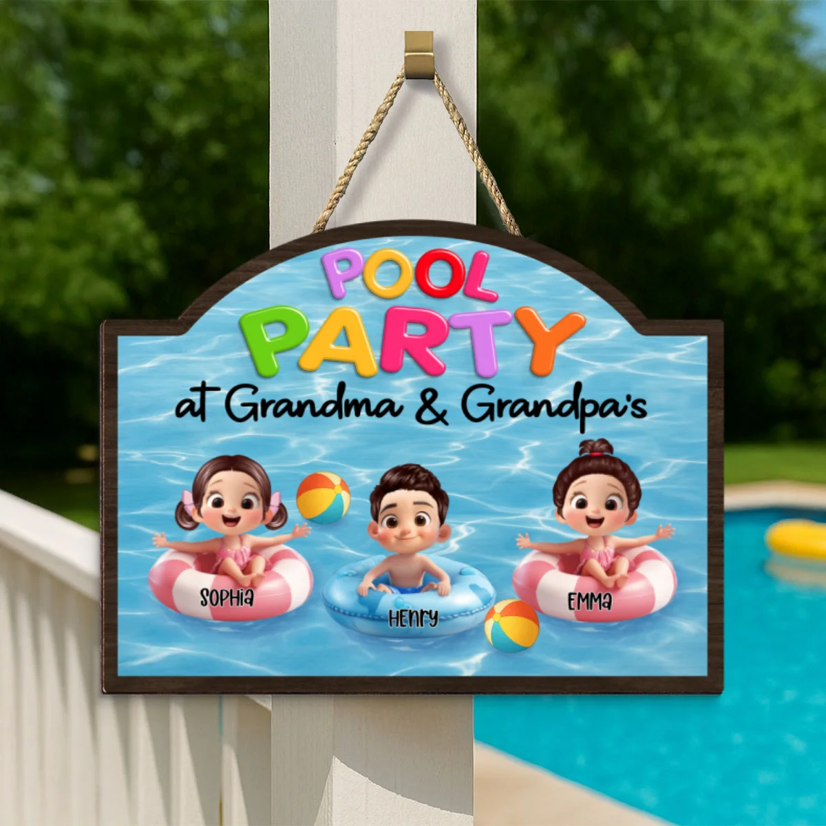 Pool Party At Grandma Grandpa Personalized Wood Sign - Image 10