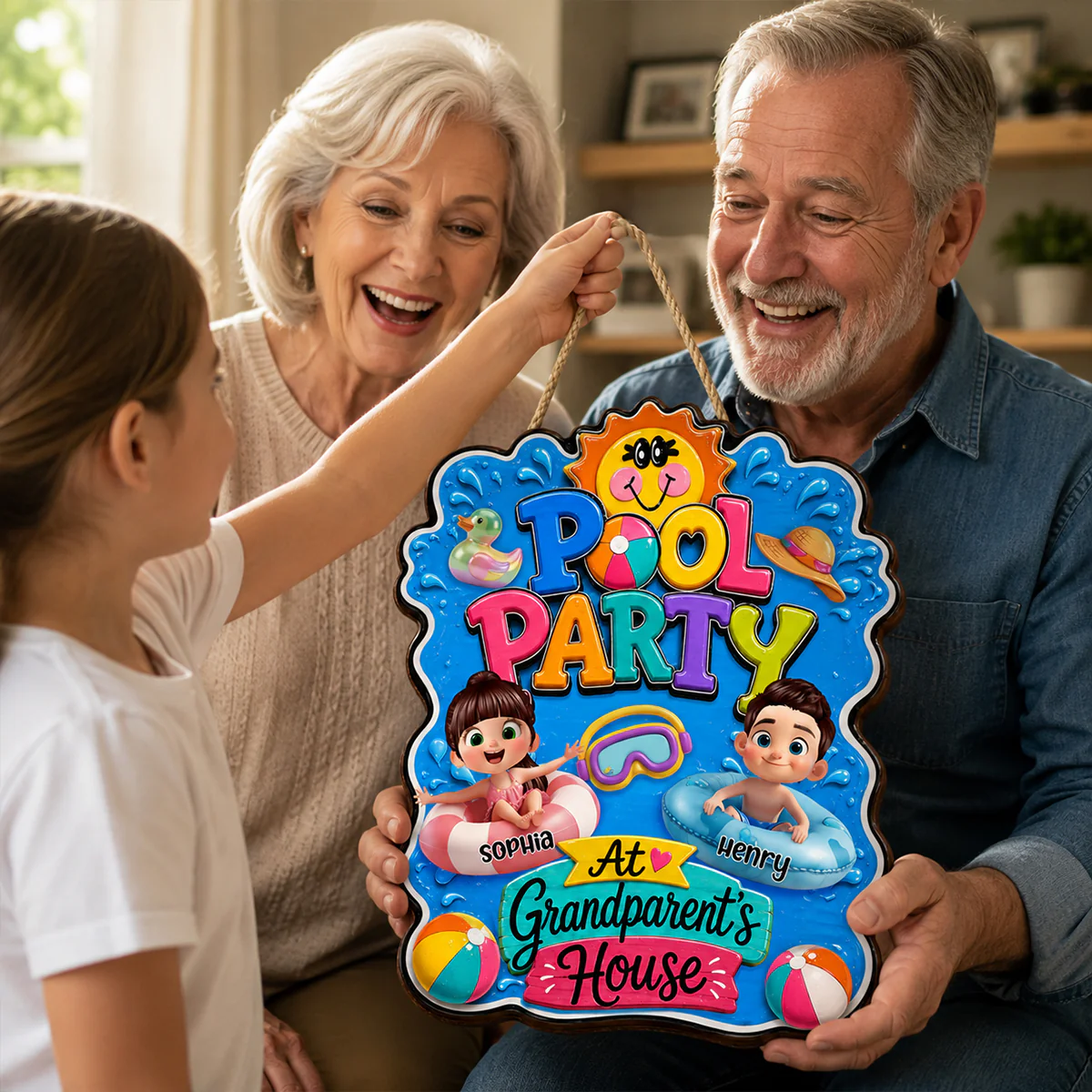 Pool Party At Grandparent's House - Personalized Wood Sign - Gift For Grandparents, Kids, Summer Decoration - Image 6