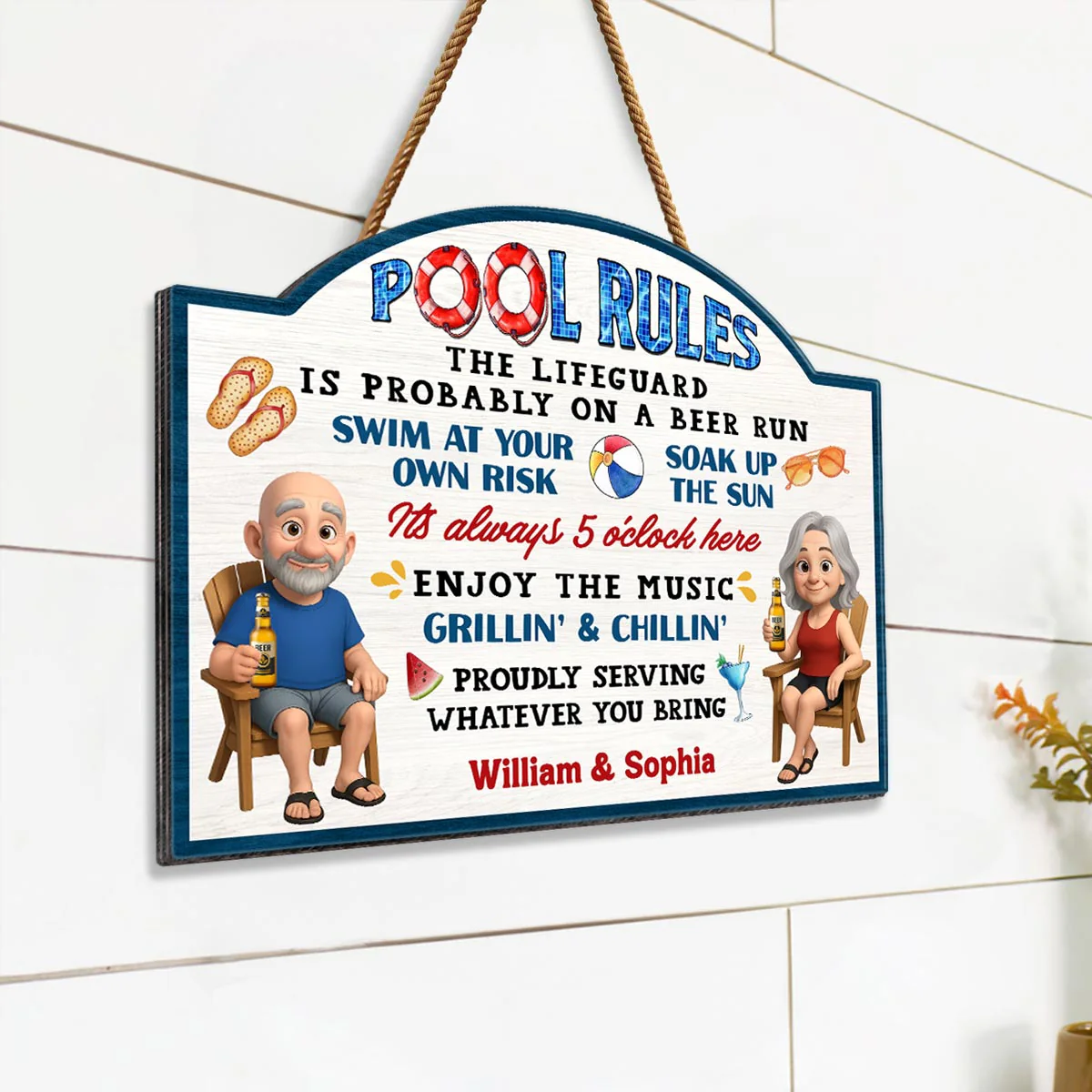 Pool Rules Swim At Your Own Risk Grilling Personalized Wood Sign, Home Decor, Backyard Decor, Gift For Her, Gift for Him - Image 6