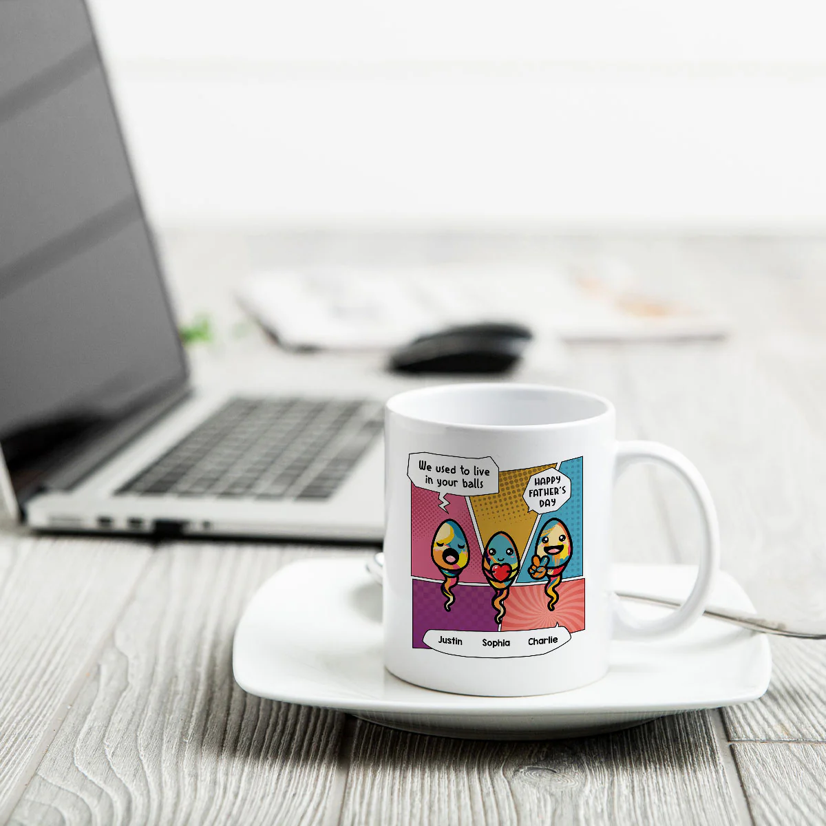 Pop Art We Used To Live In Your Balls Personalized Mug - Image 7