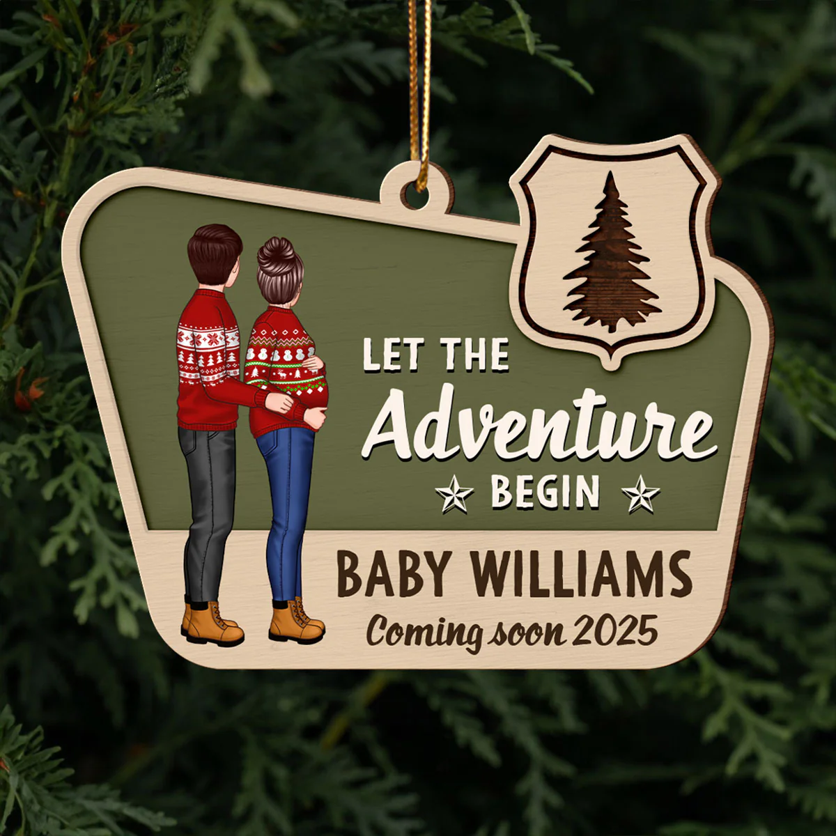 Pregnancy Announcement National Park Ornament, Expecting Ornament, Baby on the Way Camping Ornament
