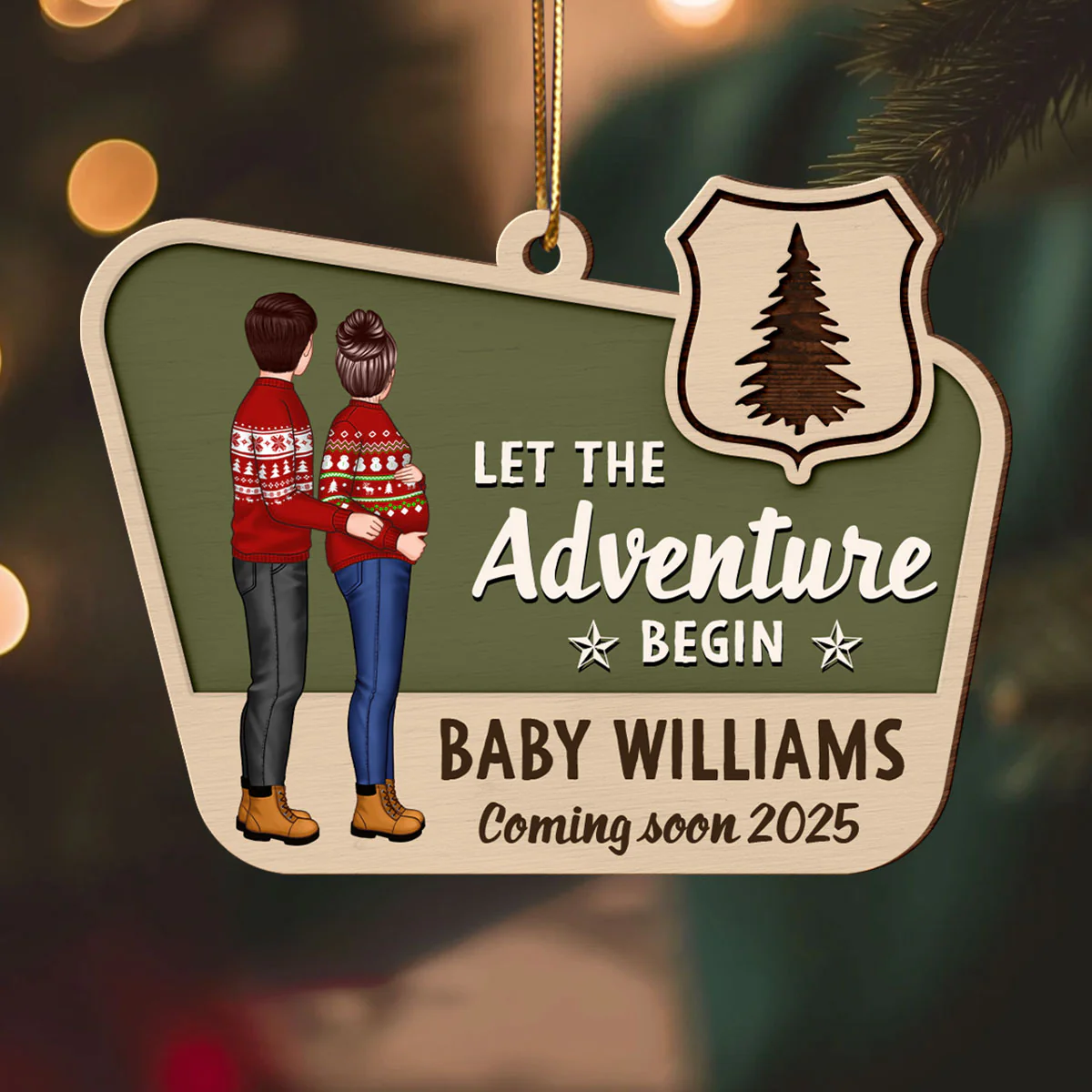 Pregnancy Announcement National Park Ornament, Expecting Ornament, Baby on the Way Camping Ornament - Image 2