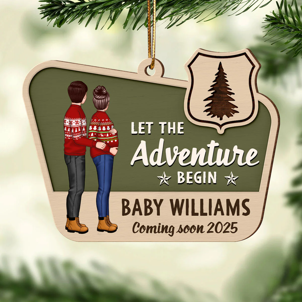 Pregnancy Announcement National Park Ornament, Expecting Ornament, Baby on the Way Camping Ornament - Image 3