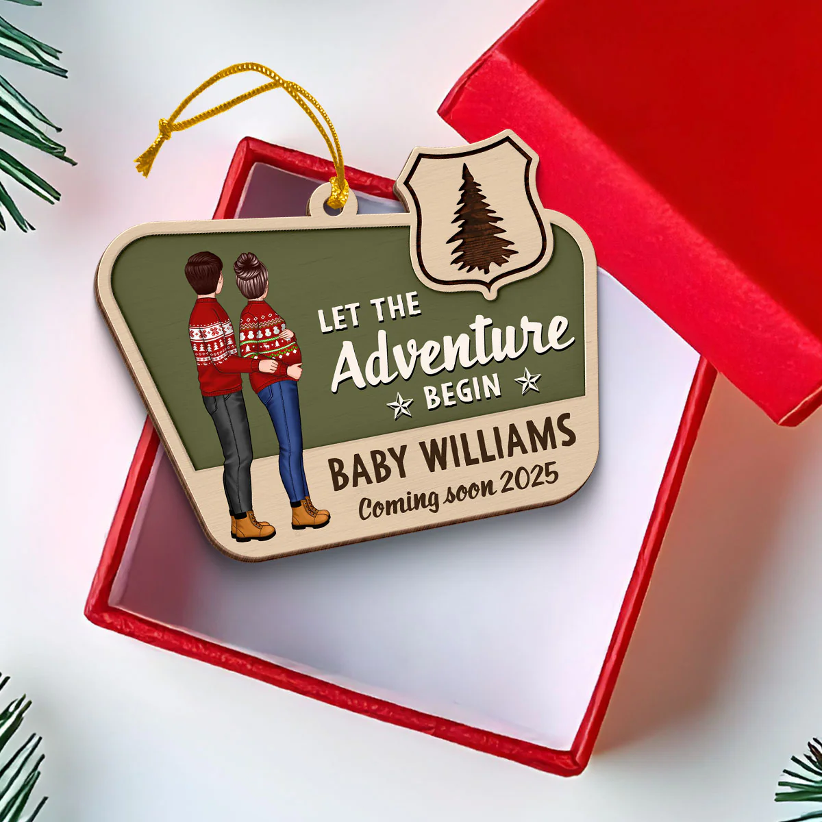 Pregnancy Announcement National Park Ornament, Expecting Ornament, Baby on the Way Camping Ornament - Image 6