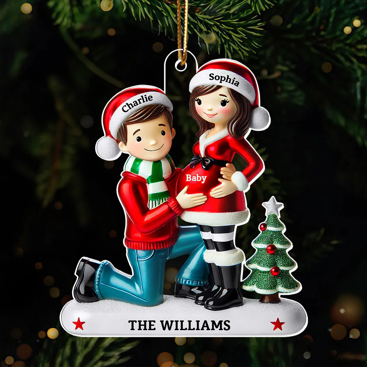 Pregnancy Ornament, Personalized We're Expecting Parents, Pregnant Christmas Ornament, Mom and Dad to Be Gift - Image 2