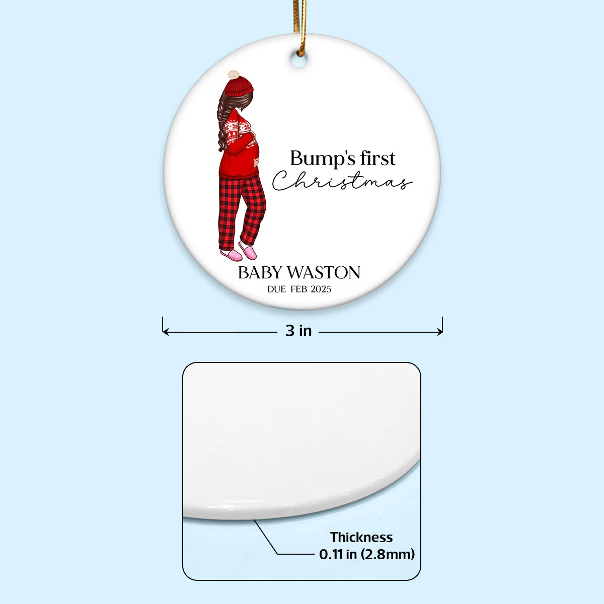 Pregnant Mom Baby Bump's First Christmas 2024 Ornament, Personalized Gifts Family, Pregnant Ornament, Baby Bump Christmas Ornament - Image 10