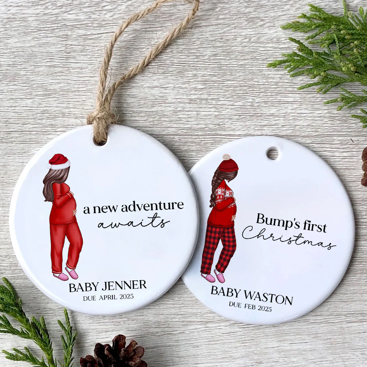 Pregnant Mom Baby Bump's First Christmas 2024 Ornament, Personalized Gifts Family, Pregnant Ornament, Baby Bump Christmas Ornament - Image 7