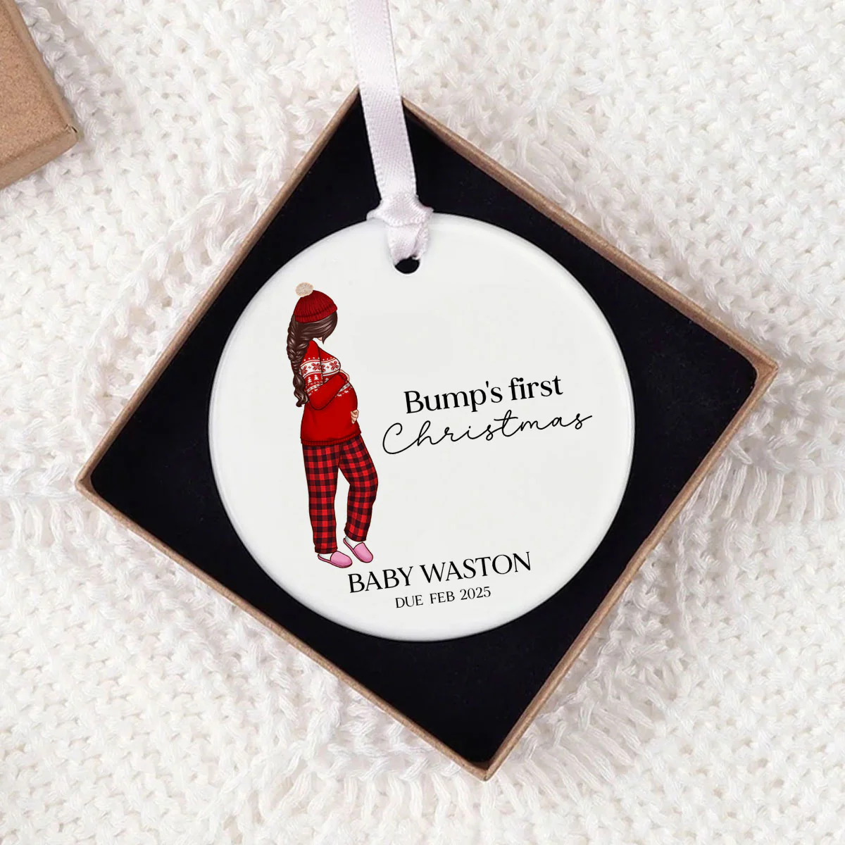 Pregnant Mom Baby Bump's First Christmas 2024 Ornament, Personalized Gifts Family, Pregnant Ornament, Baby Bump Christmas Ornament - Image 9