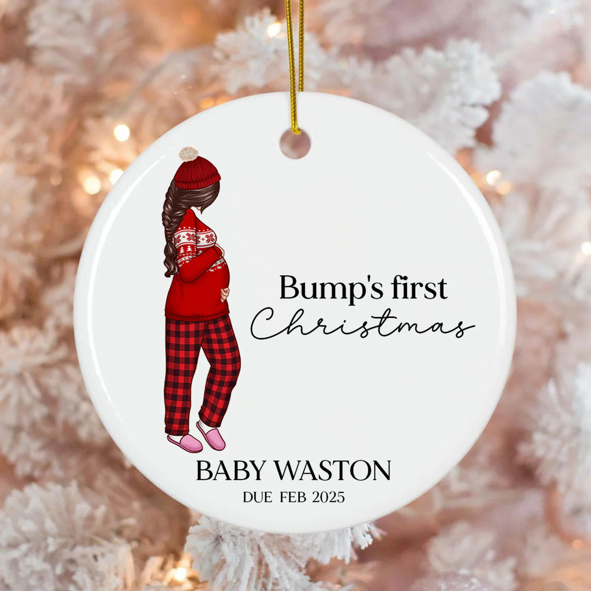 Pregnant Mom Baby Bump's First 2025 Ornament, - Personalized Ornament - Image 5