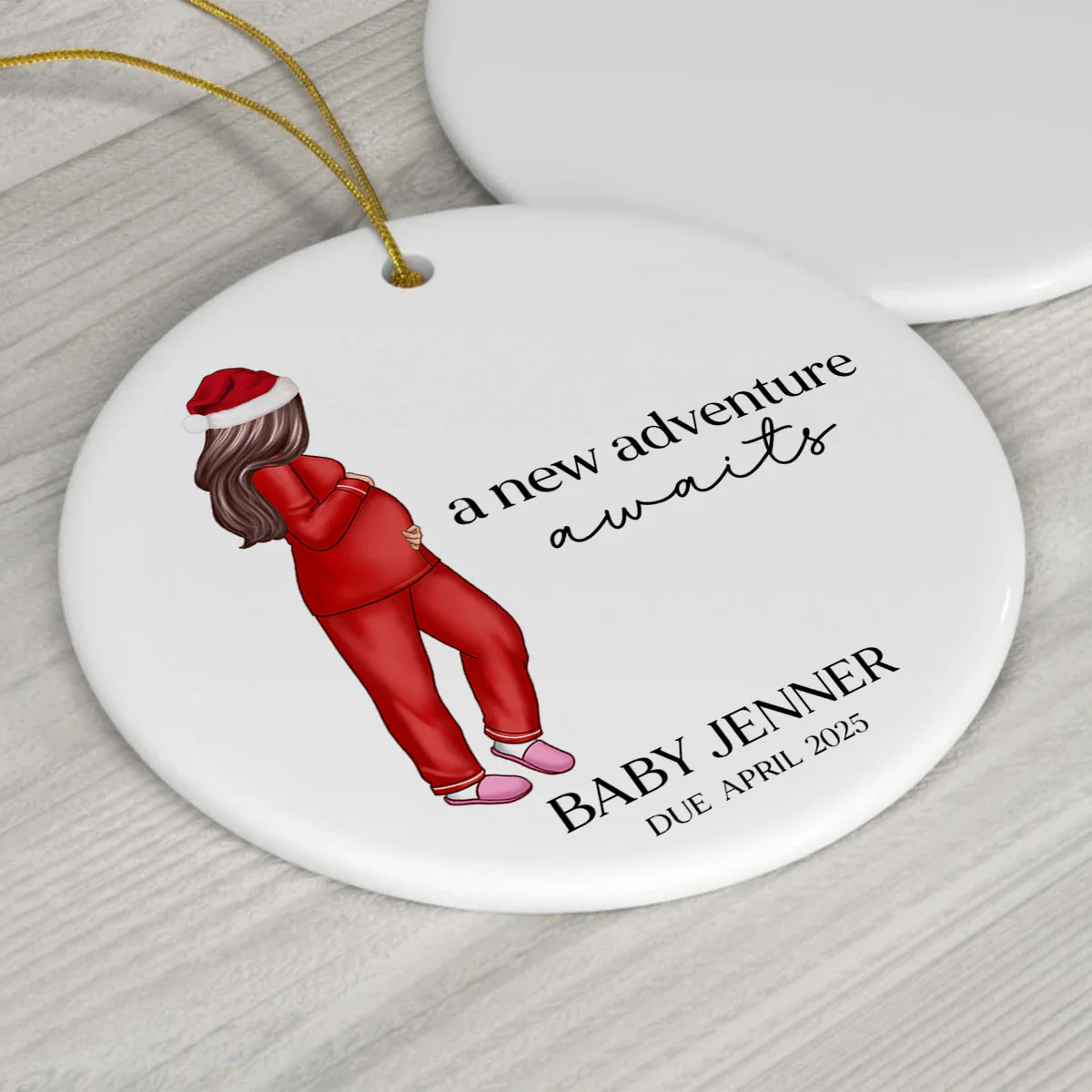 Pregnant Mom Baby Bump's First 2025 Ornament, - Personalized Ornament - Image 8