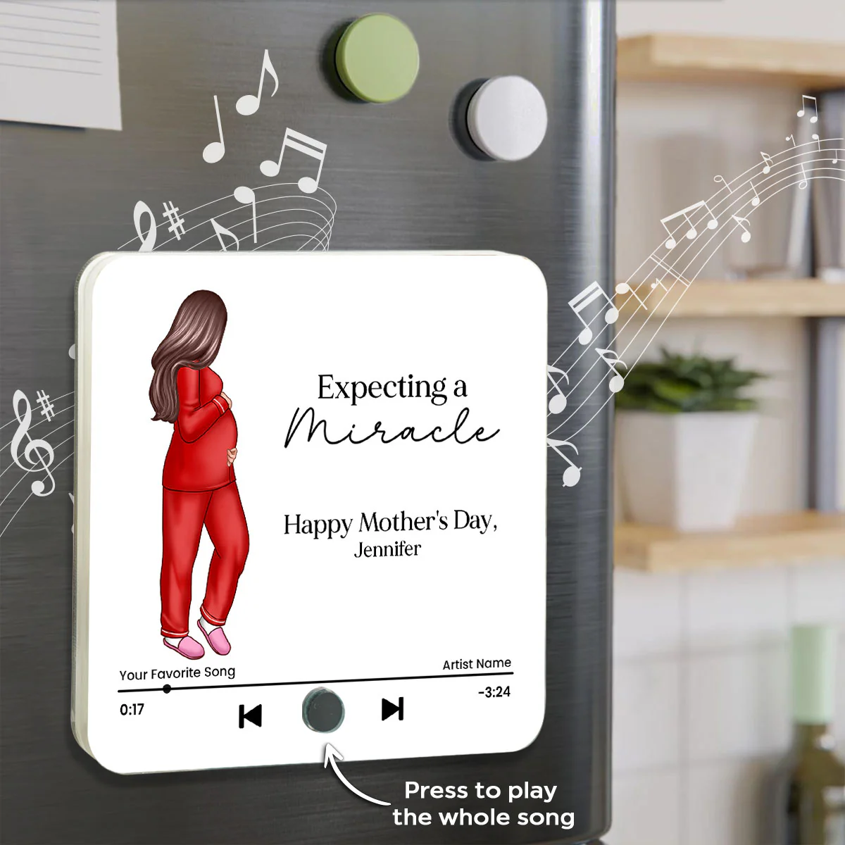Pregnant Wife Personalized Music Fridge Magnet, Perfect Gift For Pregnant Wife, Custom Favorite Song As Messages - Image 5