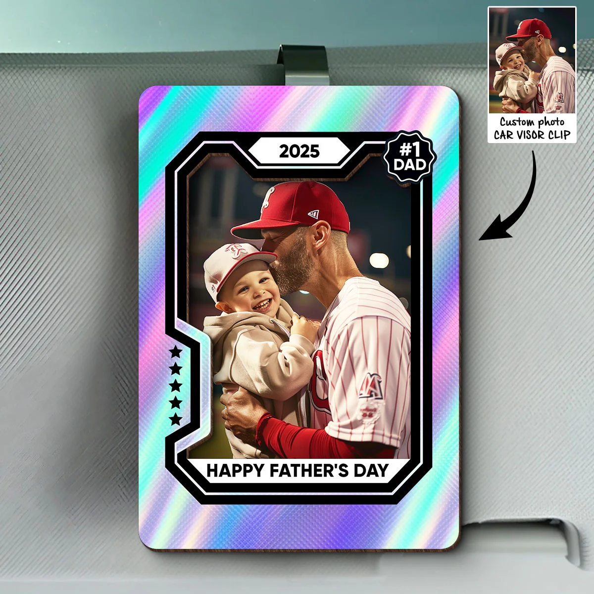 Premium Baseball Card Personalized Acrylic Car Visor Clip, Father's Day Gift for Dads, Gift for Husband