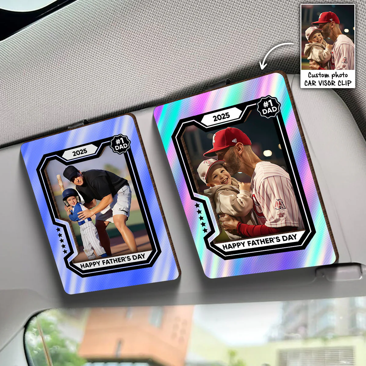 Premium Baseball Card Personalized Acrylic Car Visor Clip, Father's Day Gift for Dads, Gift for Husband - Image 2