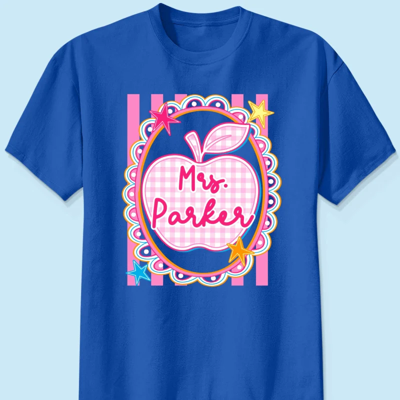 Preppy Apple Teacher Custom Name - Personalized Shirt - Back To School Gift for Teachers - Image 13