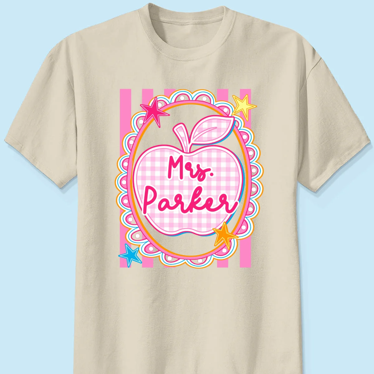 Preppy Apple Teacher Custom Name - Personalized Shirt - Back To School Gift for Teachers - Image 14