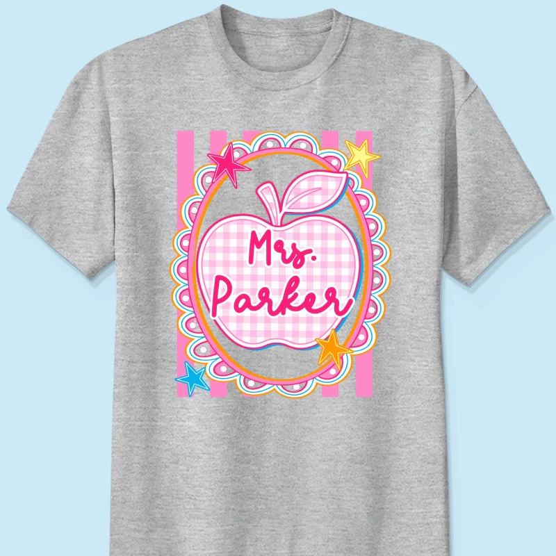 Preppy Apple Teacher Custom Name - Personalized Shirt - Back To School Gift for Teachers - Image 16