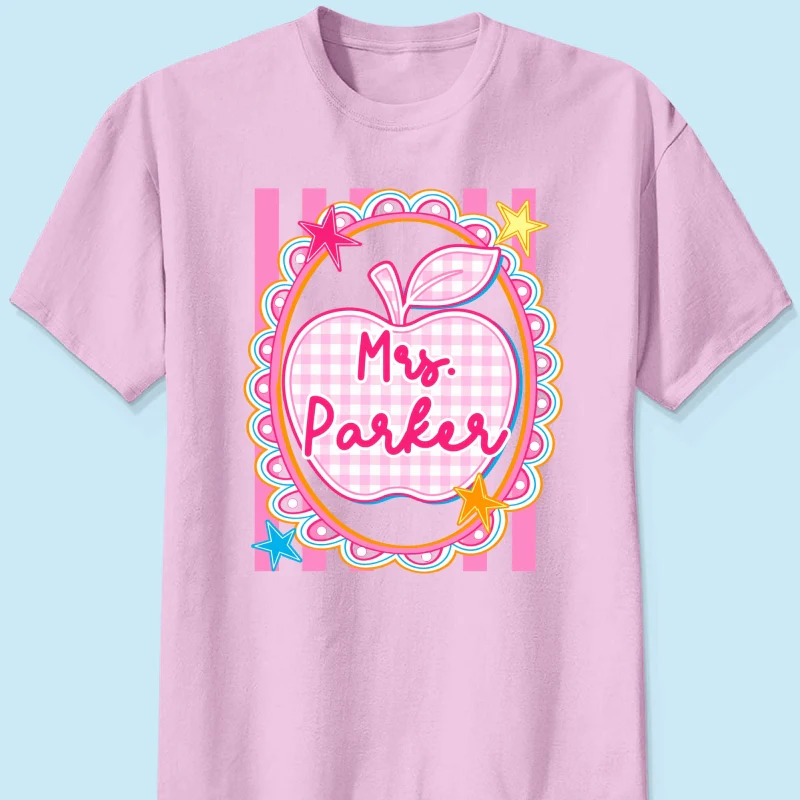 Preppy Apple Teacher Custom Name - Personalized Shirt - Back To School Gift for Teachers - Image 17
