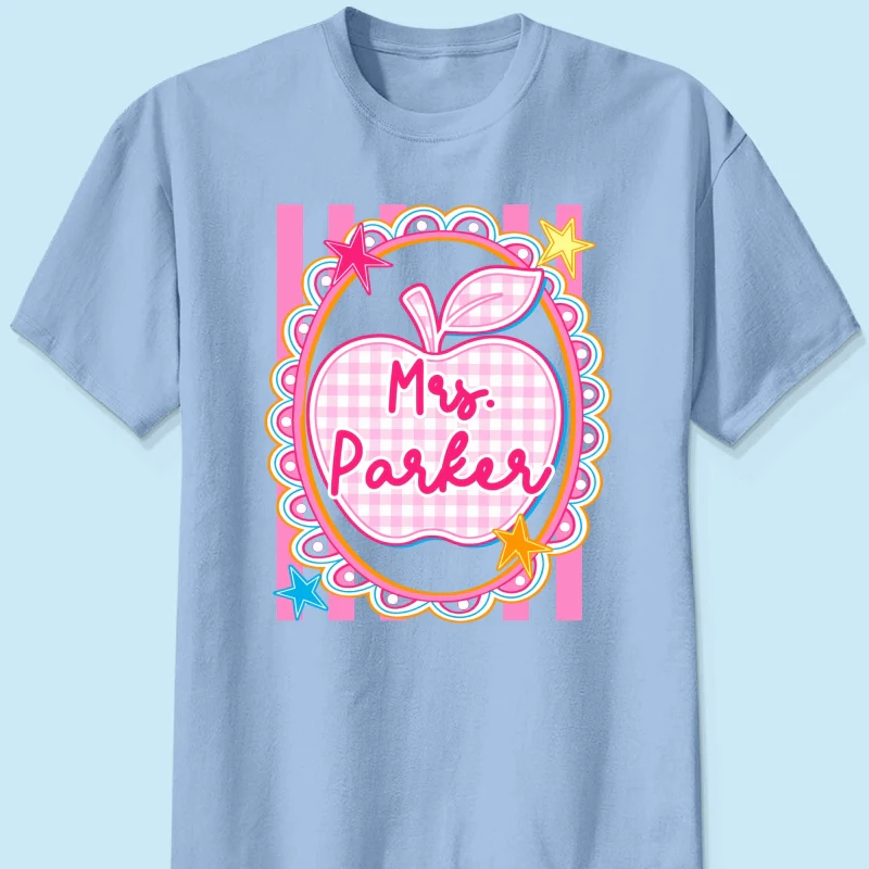 Preppy Apple Teacher Custom Name - Personalized Shirt - Back To School Gift for Teachers - Image 18