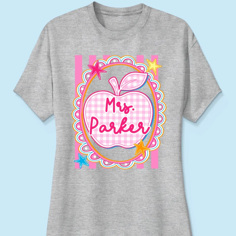 Preppy Apple Teacher Custom Name - Personalized Shirt - Back To School Gift for Teachers - Image 23