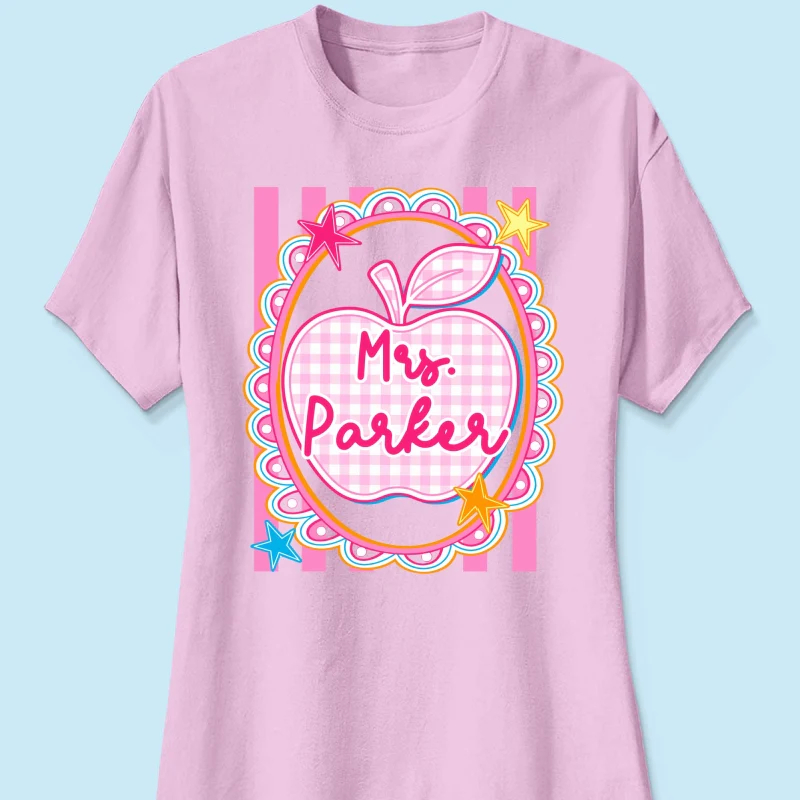 Preppy Apple Teacher Custom Name - Personalized Shirt - Back To School Gift for Teachers - Image 24