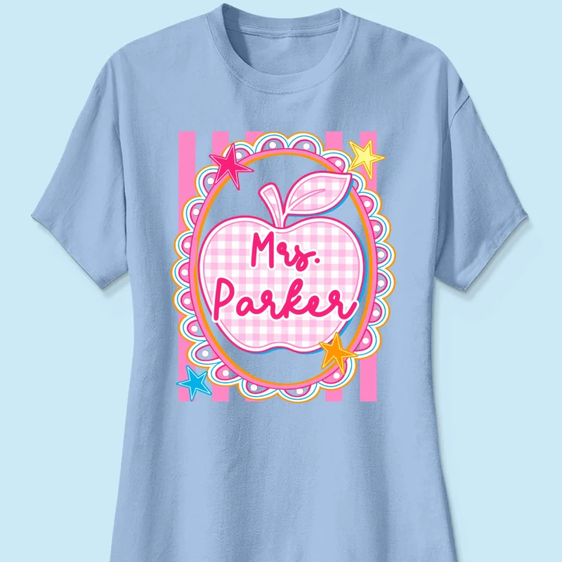 Preppy Apple Teacher Custom Name - Personalized Shirt - Back To School Gift for Teachers - Image 25