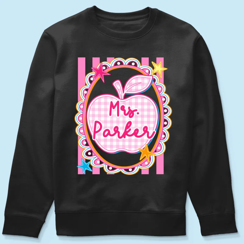 Preppy Apple Teacher Custom Name - Personalized Shirt - Back To School Gift for Teachers - Image 26