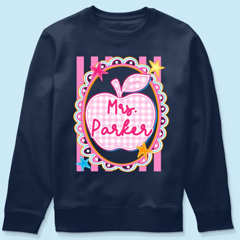 Preppy Apple Teacher Custom Name - Personalized Shirt - Back To School Gift for Teachers - Image 27