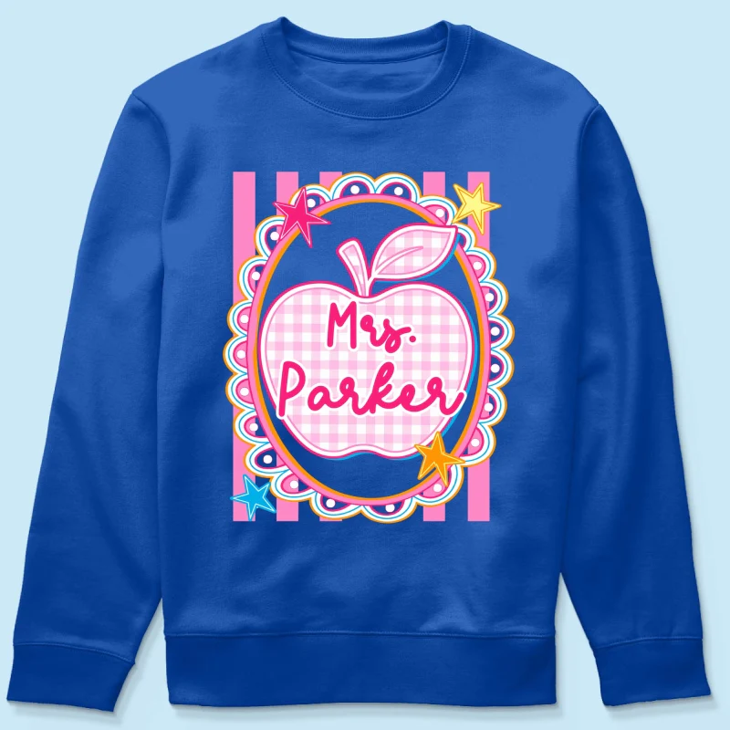 Preppy Apple Teacher Custom Name - Personalized Shirt - Back To School Gift for Teachers - Image 28