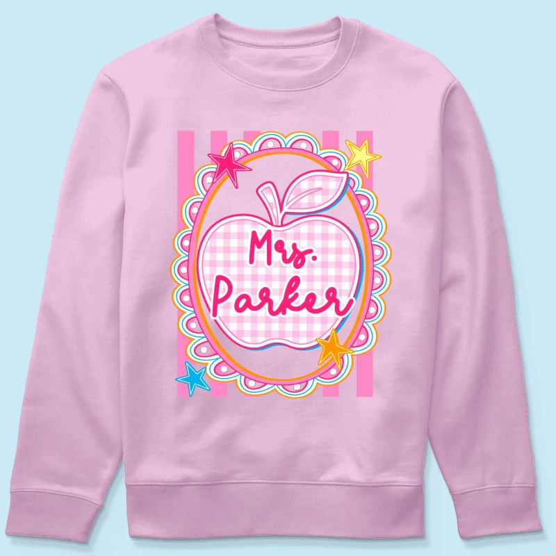 Preppy Apple Teacher Custom Name - Personalized Shirt - Back To School Gift for Teachers - Image 31