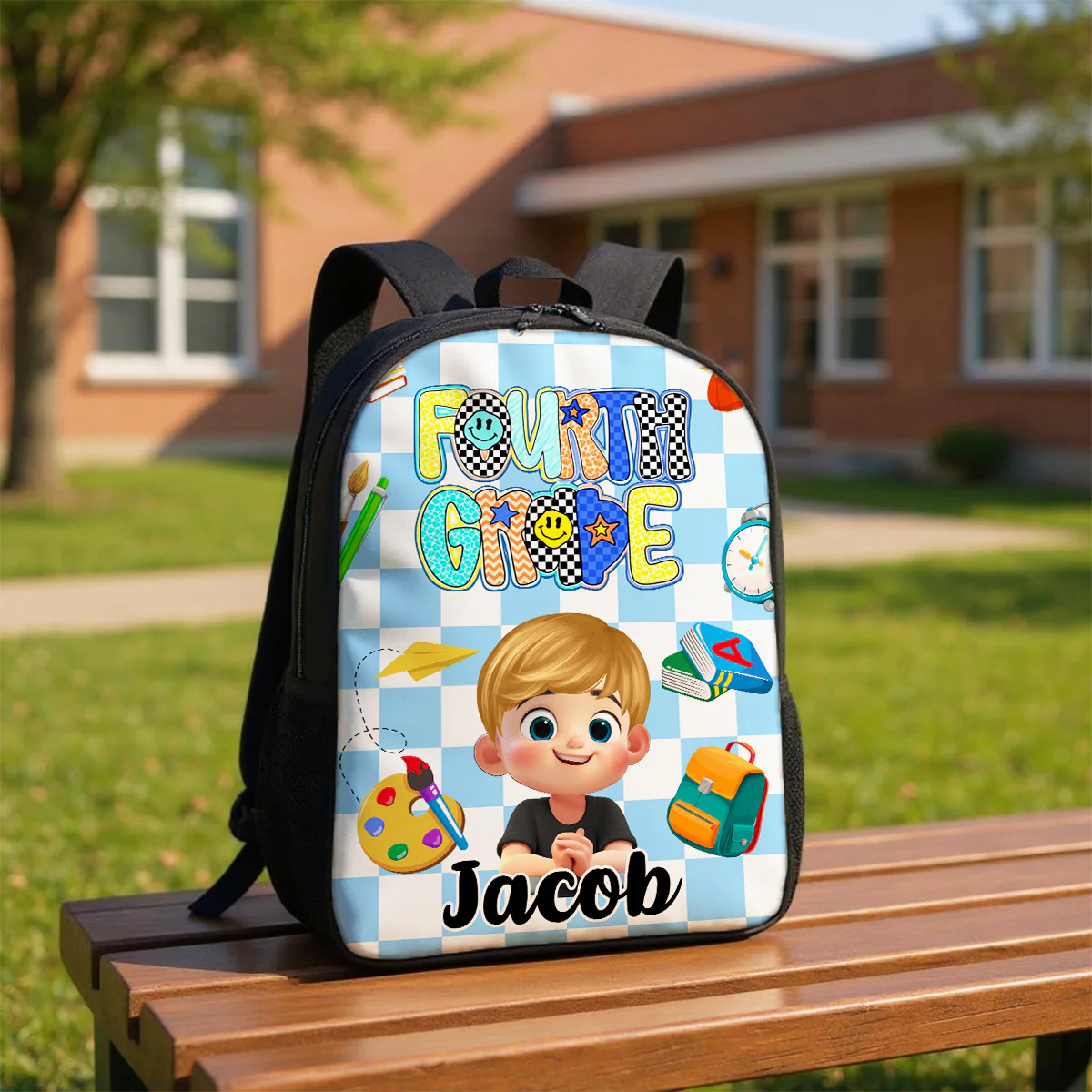 Preppy Back to School Personalized Backpack, Kid's Backpack for School - Image 7