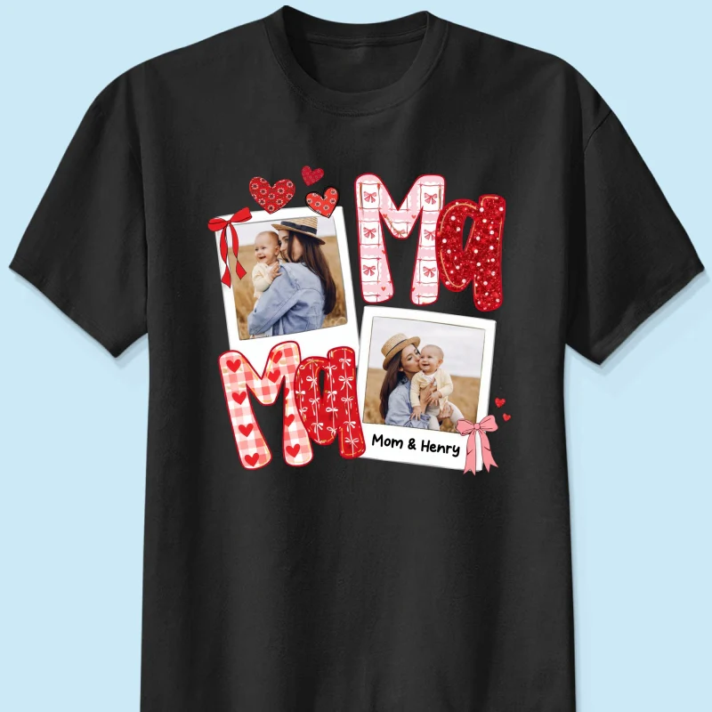 Preppy Mama Valentine Glitter Effect Photo - Personalized Shirt - Heartfelt Gift for Mom - Image 13