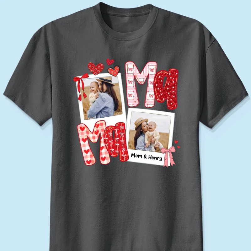 Preppy Mama Valentine Glitter Effect Photo - Personalized Shirt - Heartfelt Gift for Mom - Image 15